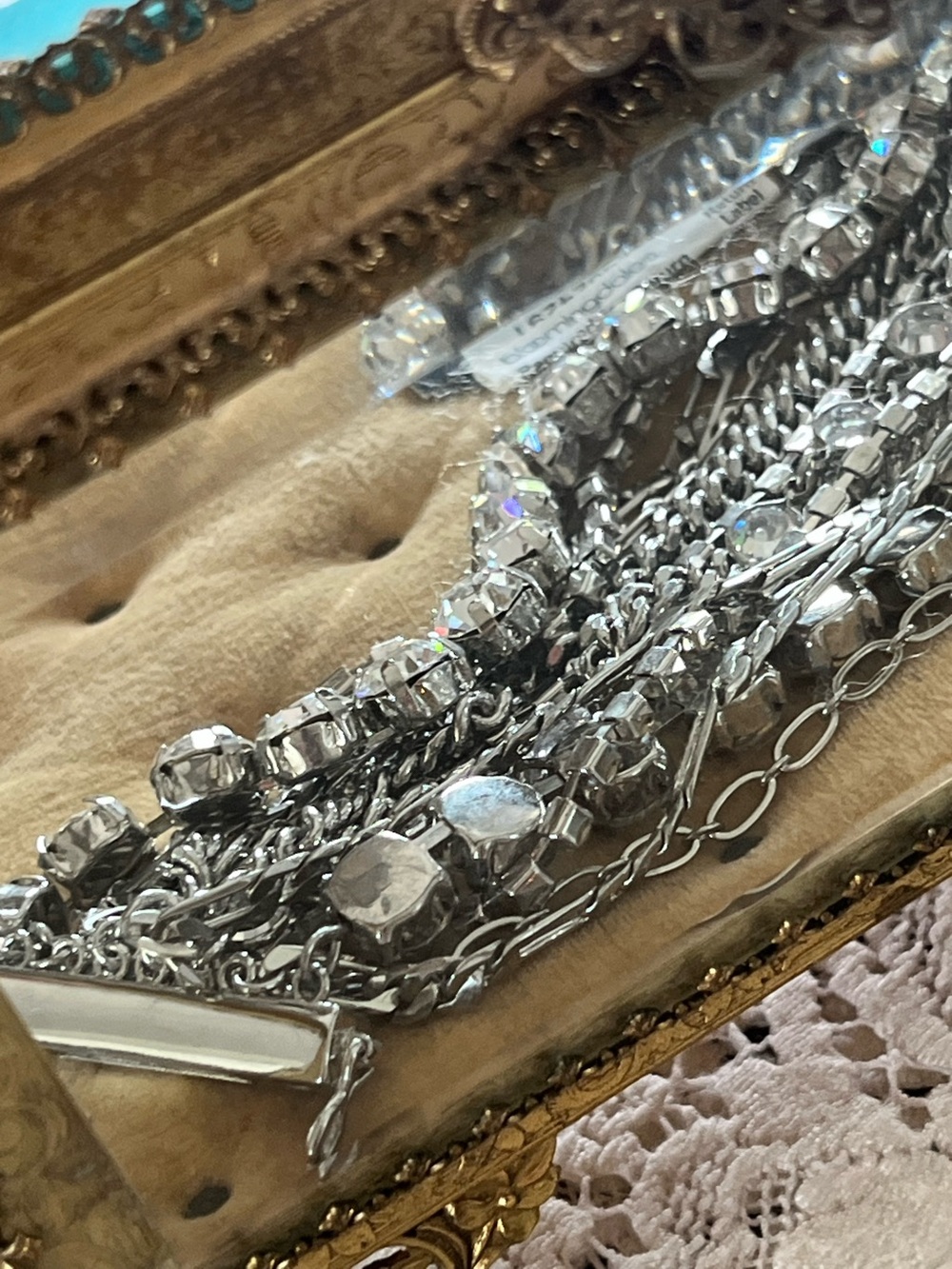 BRACELET NWT ABS Allen Schwartz bling rhinestones chains - Picture 3 of 16
